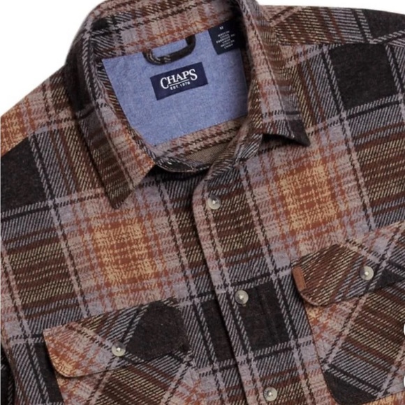 Chaps Plaid Jacket - Brown, Black, Orange - Picture 4 of 6